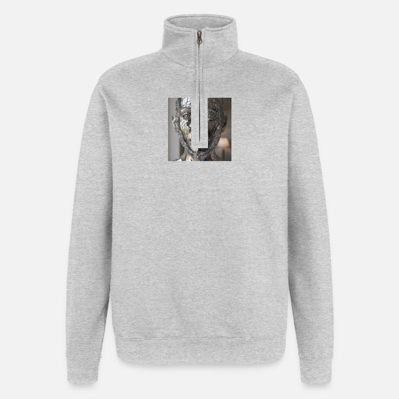 Facettierte Körperskulptur - Quarter-Zip-Sweatshirt - Grau meliert