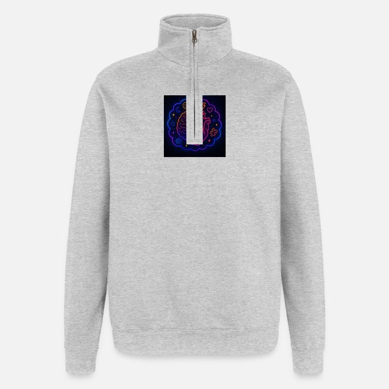 Creative Heart and Brain Neon Design - Quarter-Zip Sweatshirt - heather grey