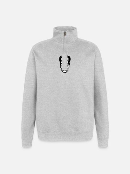 Kettlebell Skull Fitness Design - Quarter-Zip Sweatshirt - heather grey