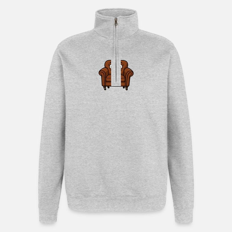 Couchi rit - Sweat à zip 1/4 - gris chiné