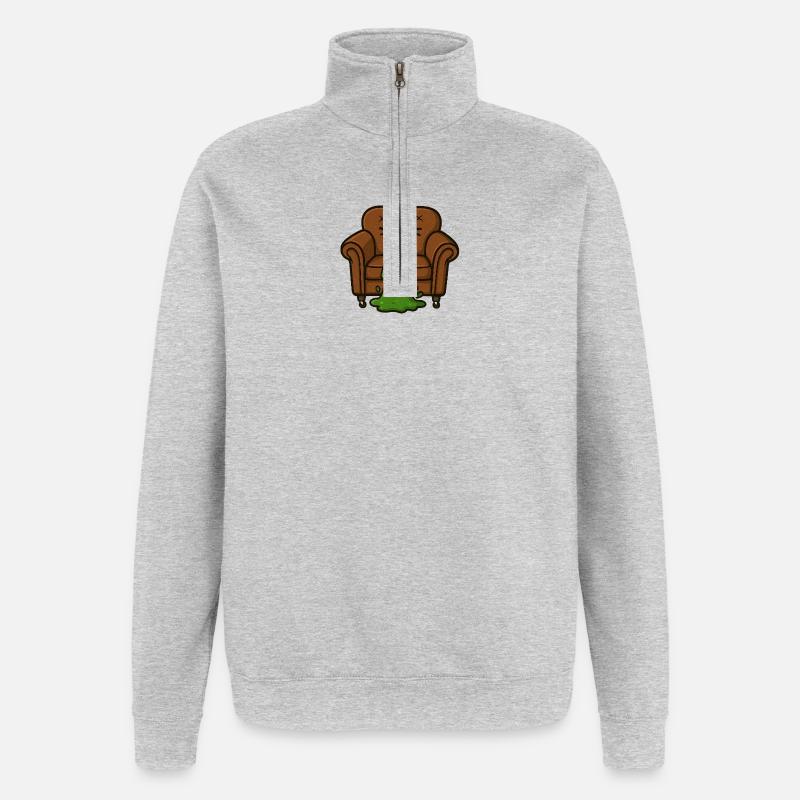 Couchi vomit - Sweat à zip 1/4 - gris chiné