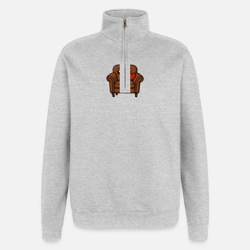 Couchi s’embrasse - Sweat à zip 1/4 - gris chiné