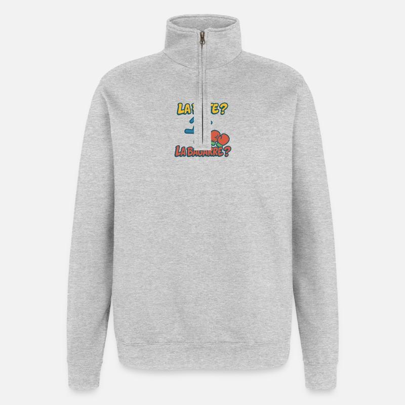 Flucht oder Kampf - Quarter-Zip-Sweatshirt - Grau meliert