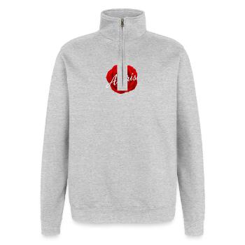 Pull Averis - Sweat à zip 1/4 - gris chiné - Devant - AI Model Female 172 light (172cm) & AI Model Male 178 dark (178cm)
