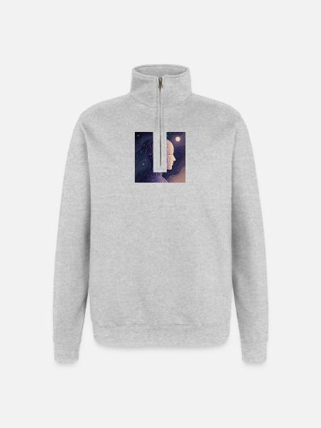 Conscience numérique – T-shirt IA futuriste - Sweat à zip 1/4 - gris chiné