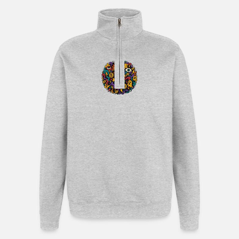 Vulkanischer Bitcoin Chaos Design - Quarter-Zip-Sweatshirt - Grau meliert