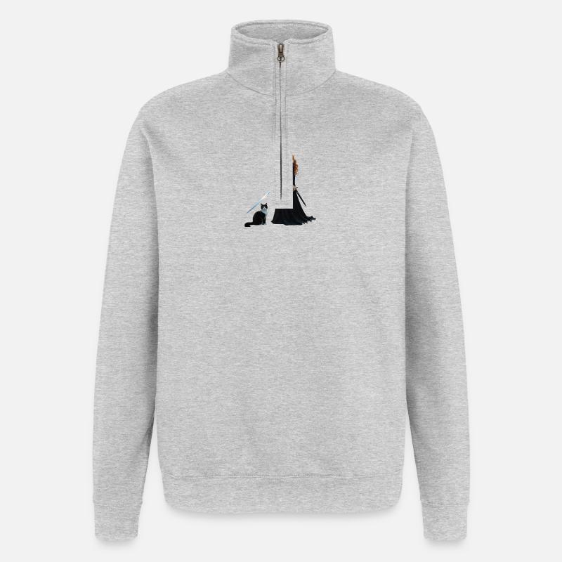 Belle fée princesse et chat - Sweat à zip 1/4 - gris chiné