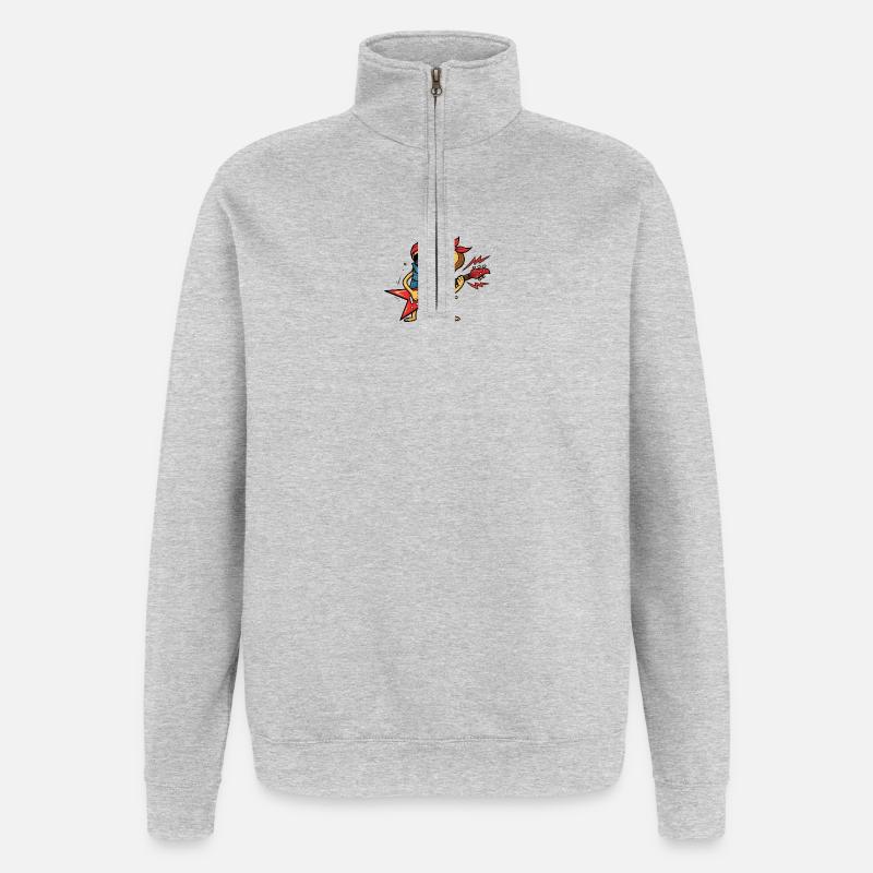 Biscuit à bascule avec Gitarra électrique - Sweat à zip 1/4 - gris chiné