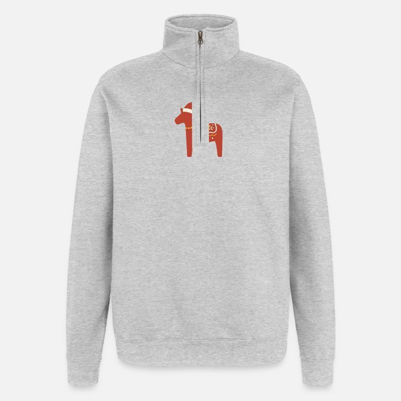 Dala-Pferd Weihnachten - Quarter-Zip-Sweatshirt - Grau meliert