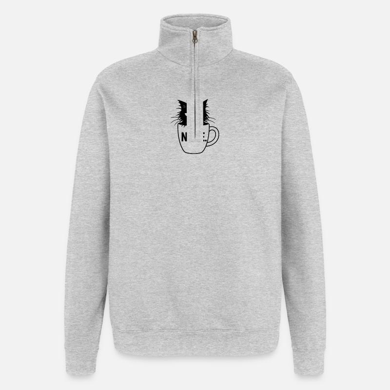 Sarcasme du café Nope Cat - Sweat à zip 1/4 - gris chiné