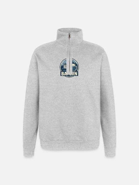 Bayern Bergblick Bier und Stadt - Quarter-Zip-Sweatshirt - Grau meliert