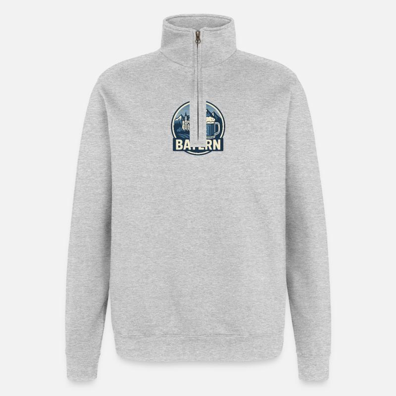 Bayern Bergblick Bier und Stadt - Quarter-Zip-Sweatshirt - Grau meliert