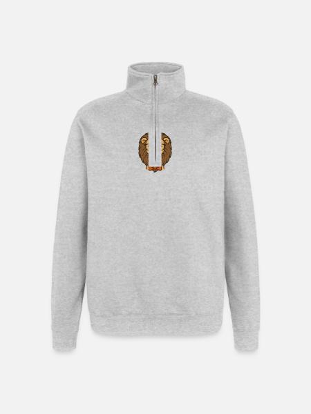 Löwe mit Brille und Fliege - Quarter-Zip-Sweatshirt - Grau meliert