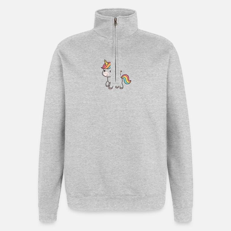 Pastell-Einhorn Traumkollektion - Quarter-Zip-Sweatshirt - Grau meliert