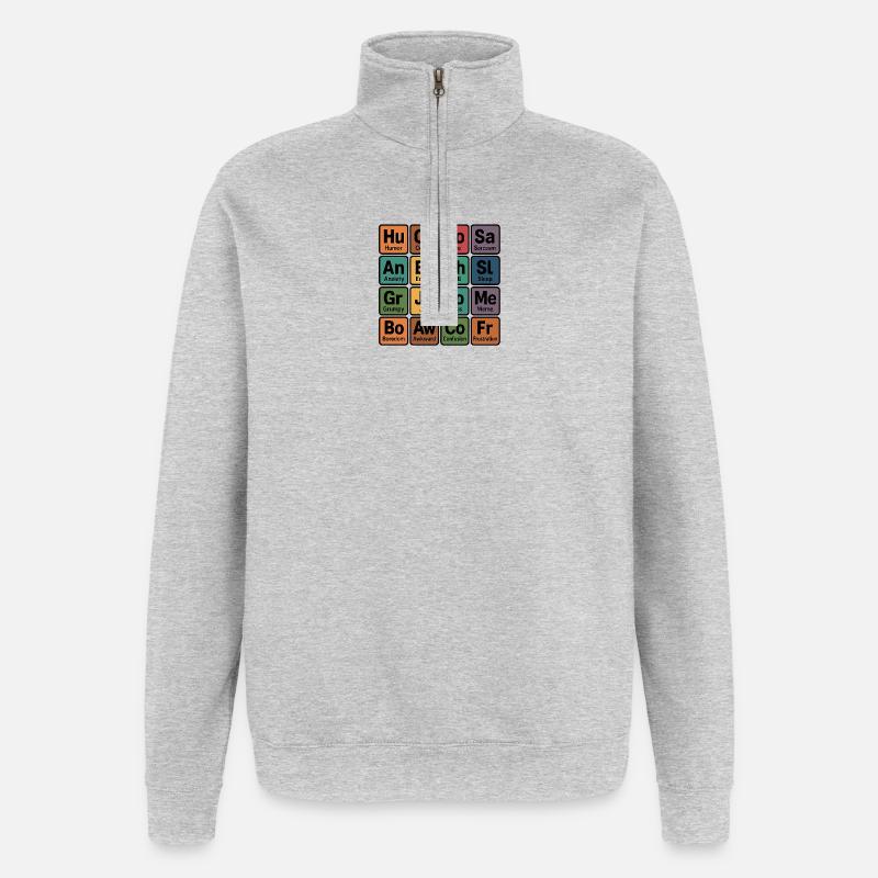 Farbenfrohe Gefühlsquadrate - Quarter-Zip-Sweatshirt - Grau meliert