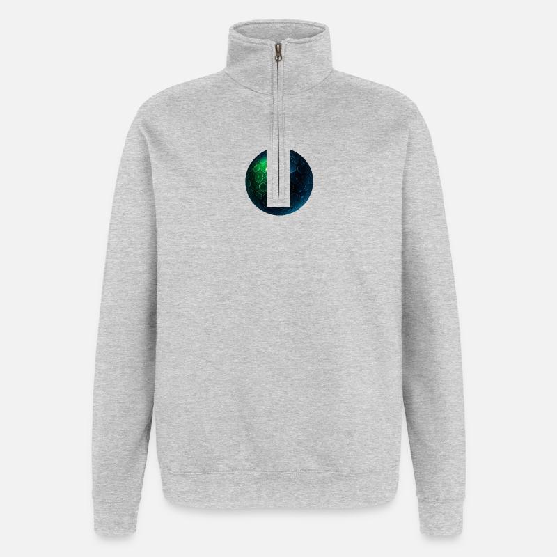 Neon Hexagon Kugel - Quarter-Zip-Sweatshirt - Grau meliert