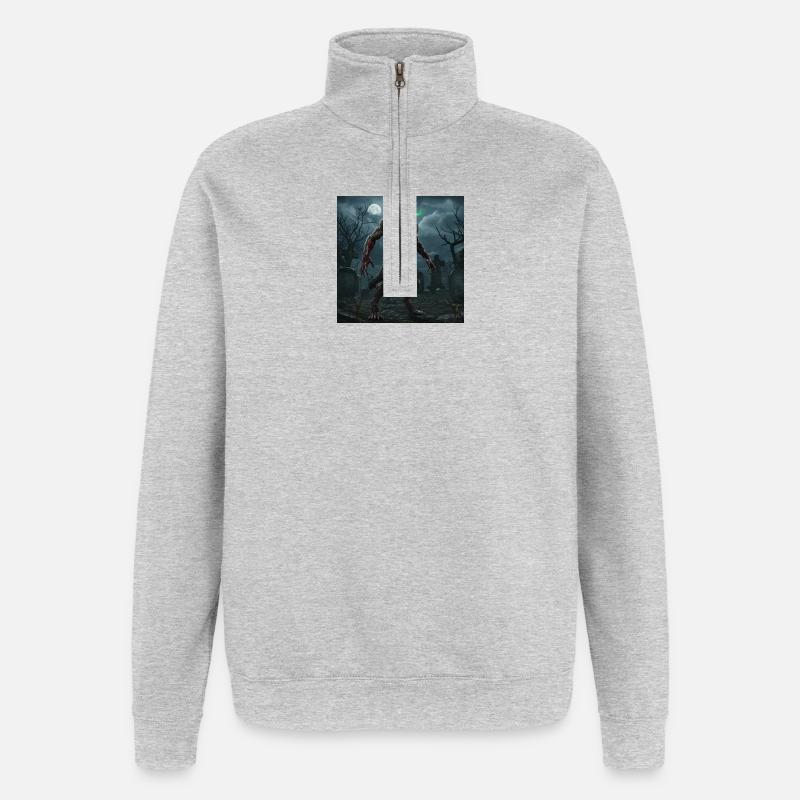 Loup-garou Nuit au clair de lune - Sweat à zip 1/4 - gris chiné