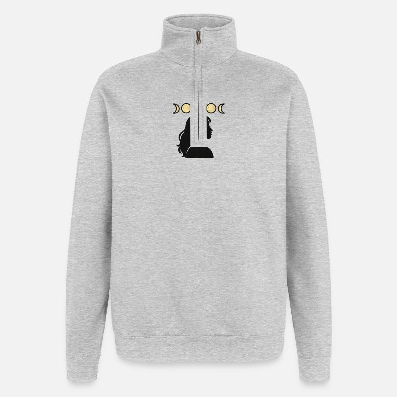 Silhouette avec phases de lune - Sweat à zip 1/4 - gris chiné