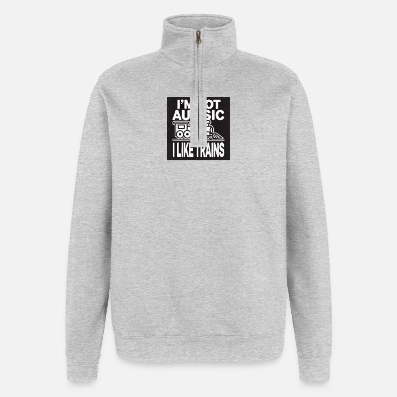 Train Passion Mème Graphique - Sweat à zip 1/4 - gris chiné