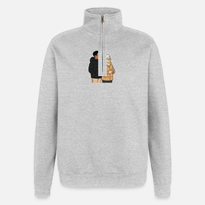 Grand-mère Karin avec son petit-fils - Sweat à zip 1/4 - gris chiné