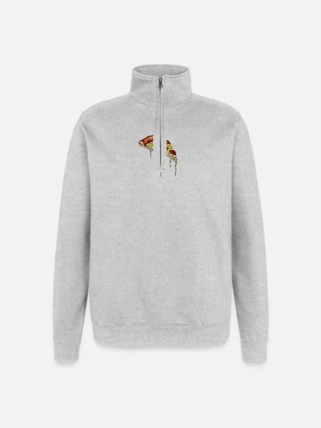 Pizza Mosaic: Artistic Stained Glass Design - Quarter-Zip Sweatshirt - heather grey