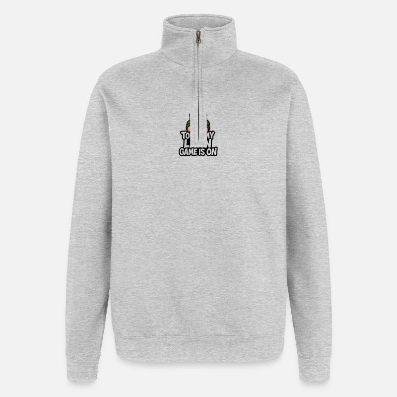 Gartenzwerg Drohgebärde Touch Lawn - Quarter-Zip-Sweatshirt - Grau meliert