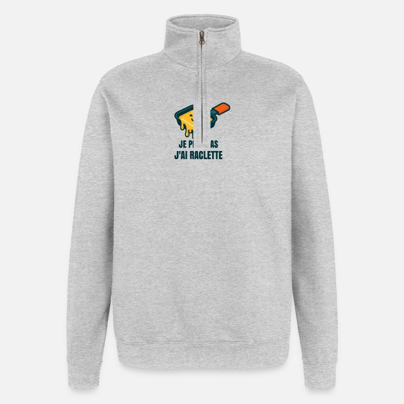 Raclette Smile in a Pan - Quarter-Zip Sweatshirt - heather grey