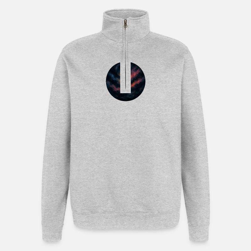 Orangefarbener Nachthimmel - Quarter-Zip-Sweatshirt - Grau meliert