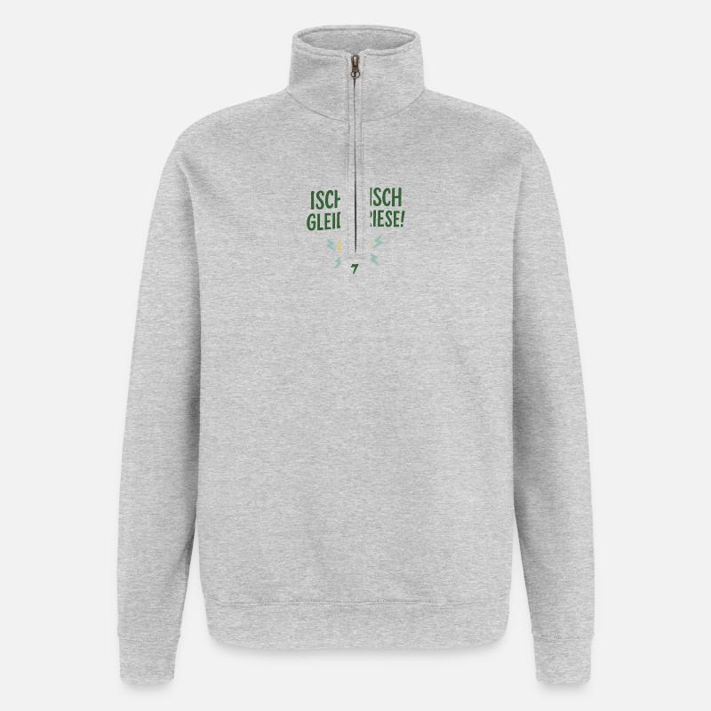Ischgrisch gleidegriese! - Quarter-Zip-Sweatshirt - Grau meliert