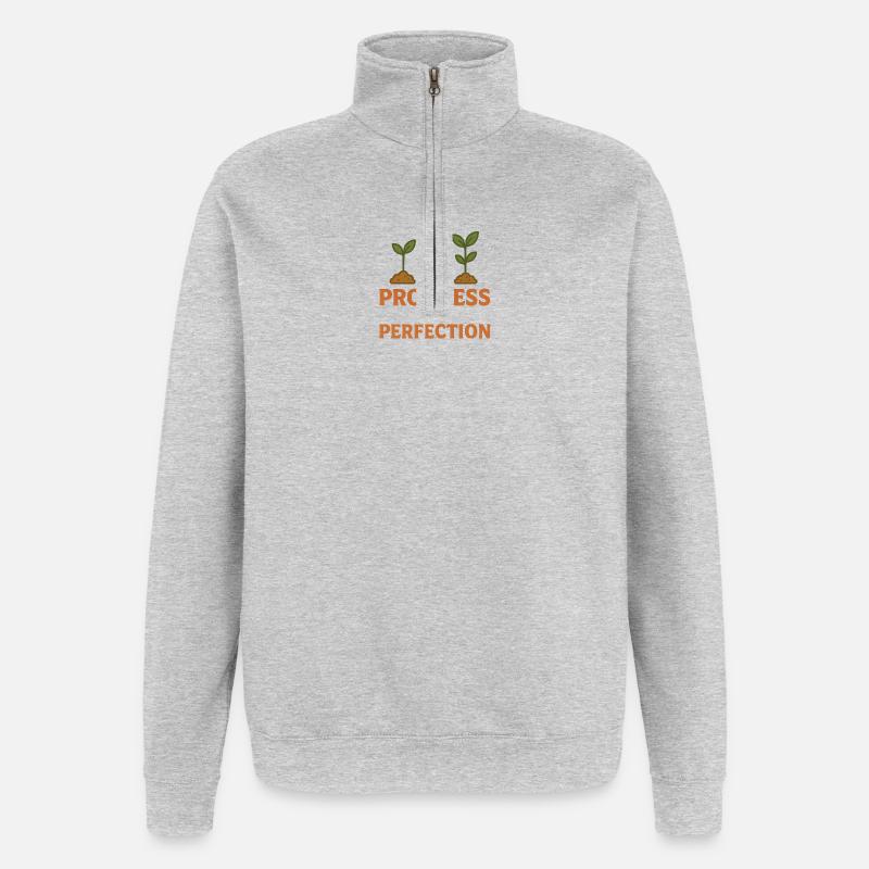 Fortschritt statt Perfektion - Quarter-Zip-Sweatshirt - Grau meliert