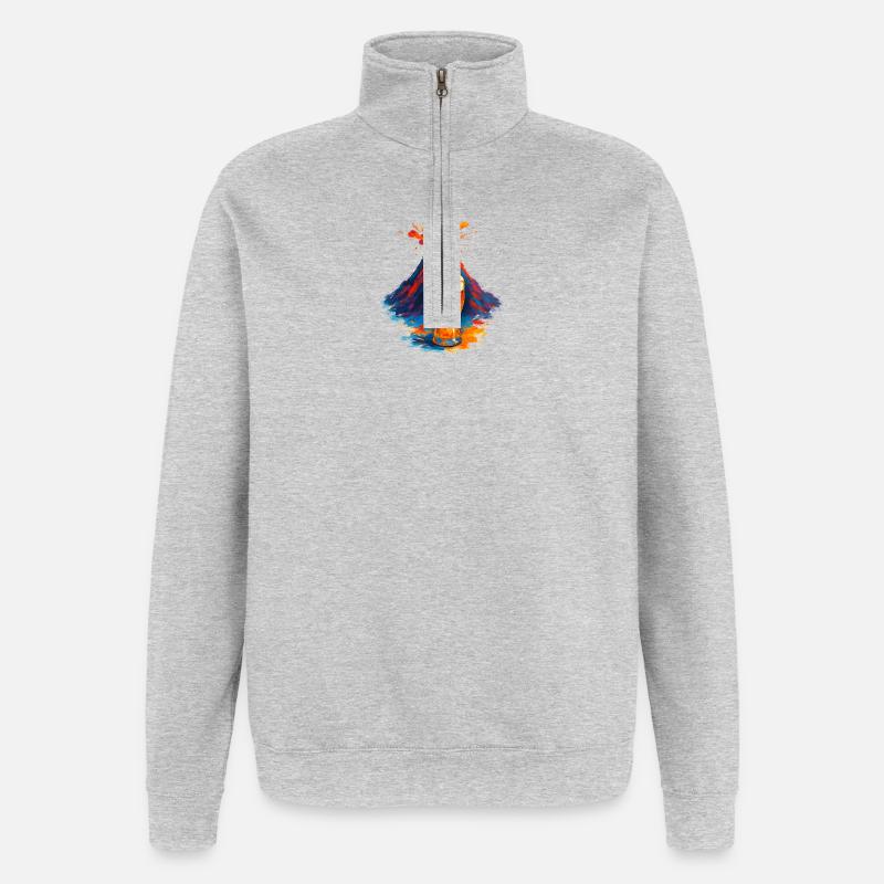Vulkan Bierkunst Wasserfarben - Quarter-Zip-Sweatshirt - Grau meliert