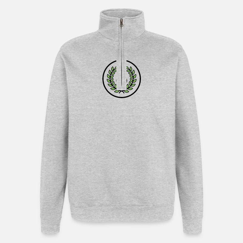 Gouttes d’eau avec couronne de feuilles - Sweat à zip 1/4 - gris chiné