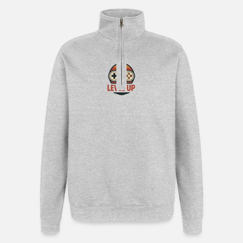 Level Up Retro Controller Graphics - Quarter-Zip Sweatshirt - heather grey