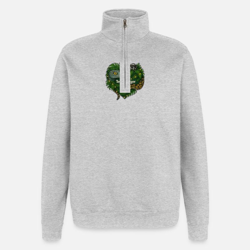 Cliff TerraVlogger Dschungel Herz - Quarter-Zip-Sweatshirt - Grau meliert