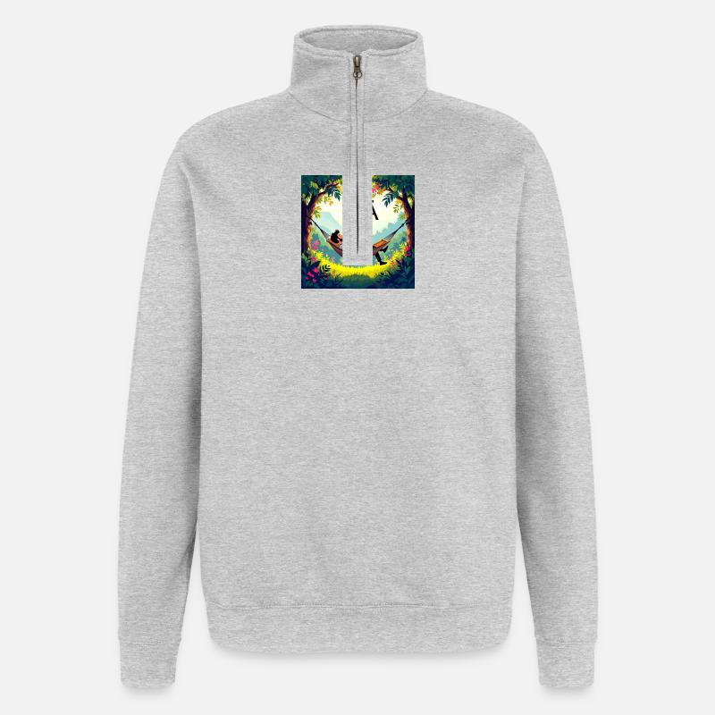 Dad in a hammock - Quarter-Zip Sweatshirt - heather grey