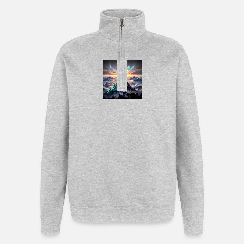 Bitcoin Gipfelaufstieg 3D - Quarter-Zip-Sweatshirt - Grau meliert