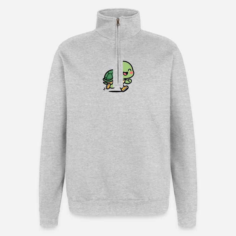 Turtle-runner smile - Quarter-Zip Sweatshirt - heather grey