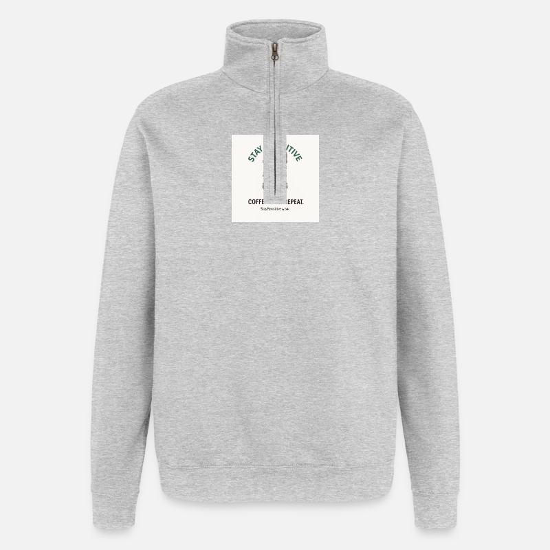 Stay Pawsitive Chien Motif Café - Sweat à zip 1/4 - gris chiné