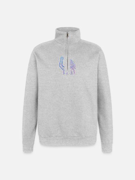 Neon Rebellion – Conception d’énergie cyberpunk - Sweat à zip 1/4 - gris chiné