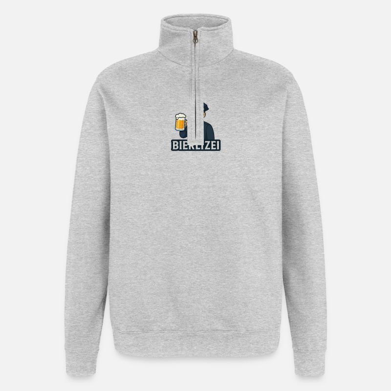 Bierpolizist Motiv mit Bierkrug - Quarter-Zip-Sweatshirt - Grau meliert