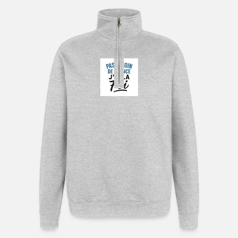 Chretiens - Sweat à zip 1/4 - gris chiné
