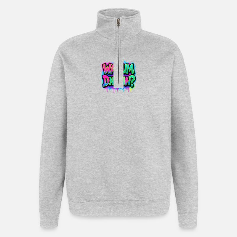 Warum DNNN? Neon Graffiti - Quarter-Zip-Sweatshirt - Grau meliert