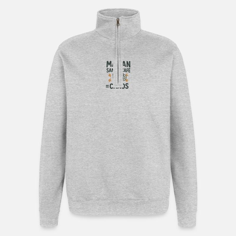 Maman Sans Café Chaos - Sweat à zip 1/4 - gris chiné