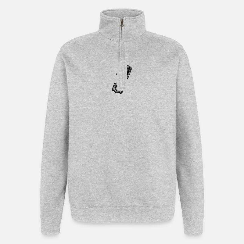 Piston industriel monochrome - Sweat à zip 1/4 - gris chiné