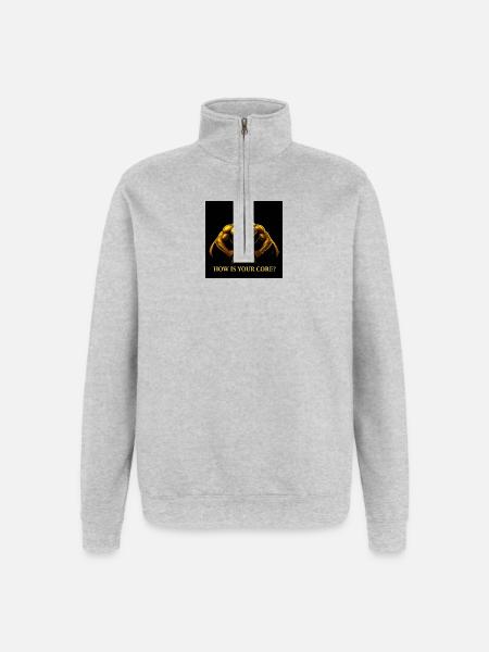 Gouden Kernheld Fitness Illustratie - Sweatshirt met 1/4-rits - grijs gemêleerd
