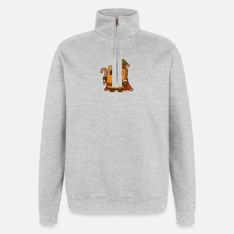 Gaufre de Noël - Sweat à zip 1/4 - gris chiné
