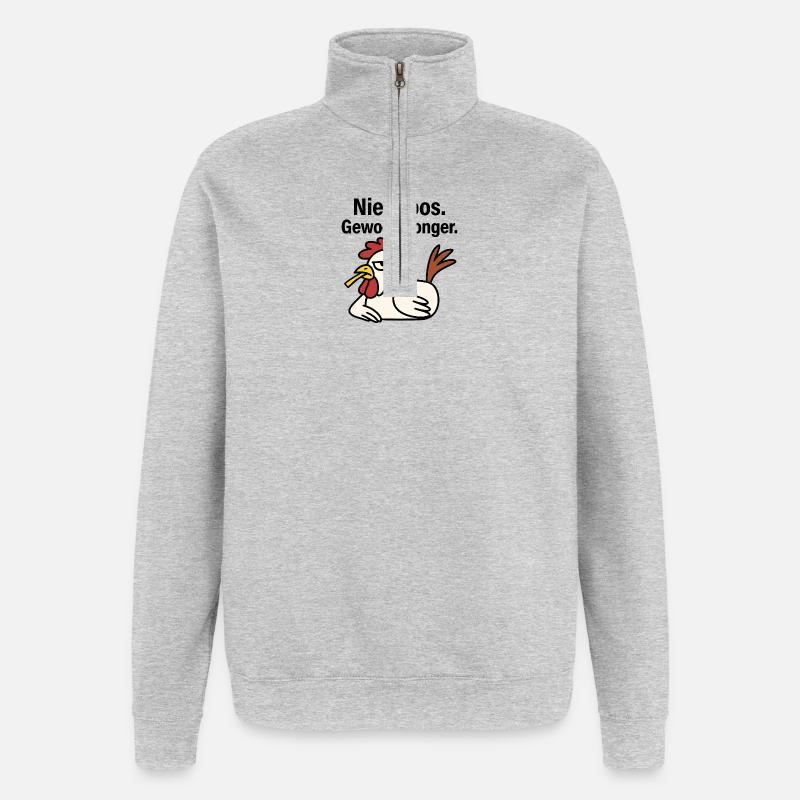 Werde nicht wütend. Nur Hunger. - Quarter-Zip-Sweatshirt - Grau meliert
