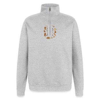  Girls Quote Shirt for Winter  - Quarter-Zip-Sweatshirt - Grau meliert - Vorne - AI Model Female 172 light (172cm) & AI Model Male 178 dark (178cm)
