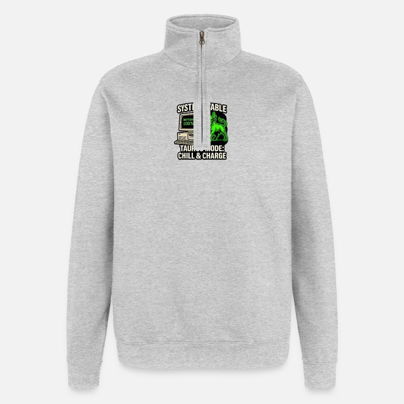 System Stable Taurus Mode Chill & Charge - Quarter-Zip Sweatshirt - heather grey