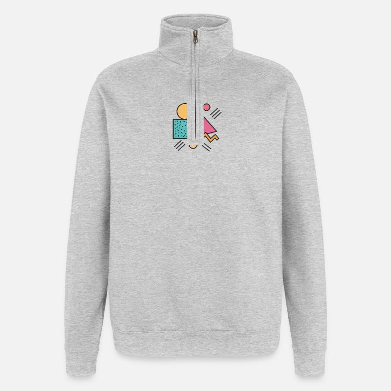 Retro Geometry - Quarter-Zip Sweatshirt - heather grey